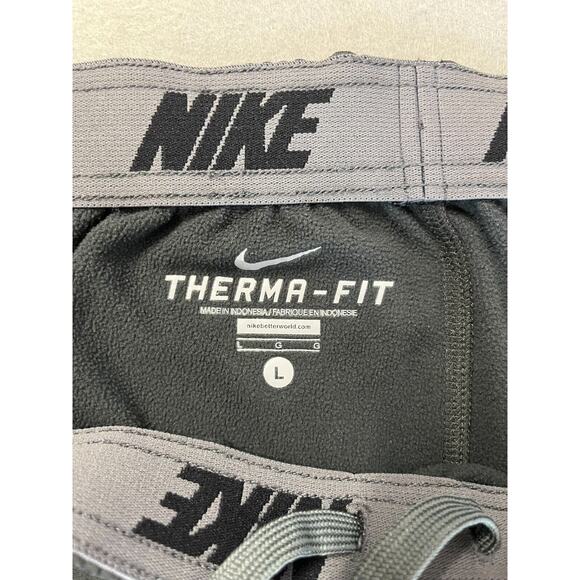 Nike Therma Fit Sweatpants Men LARGE Black Drawstring Joggers W/ Pockets - Picture 3 of 7